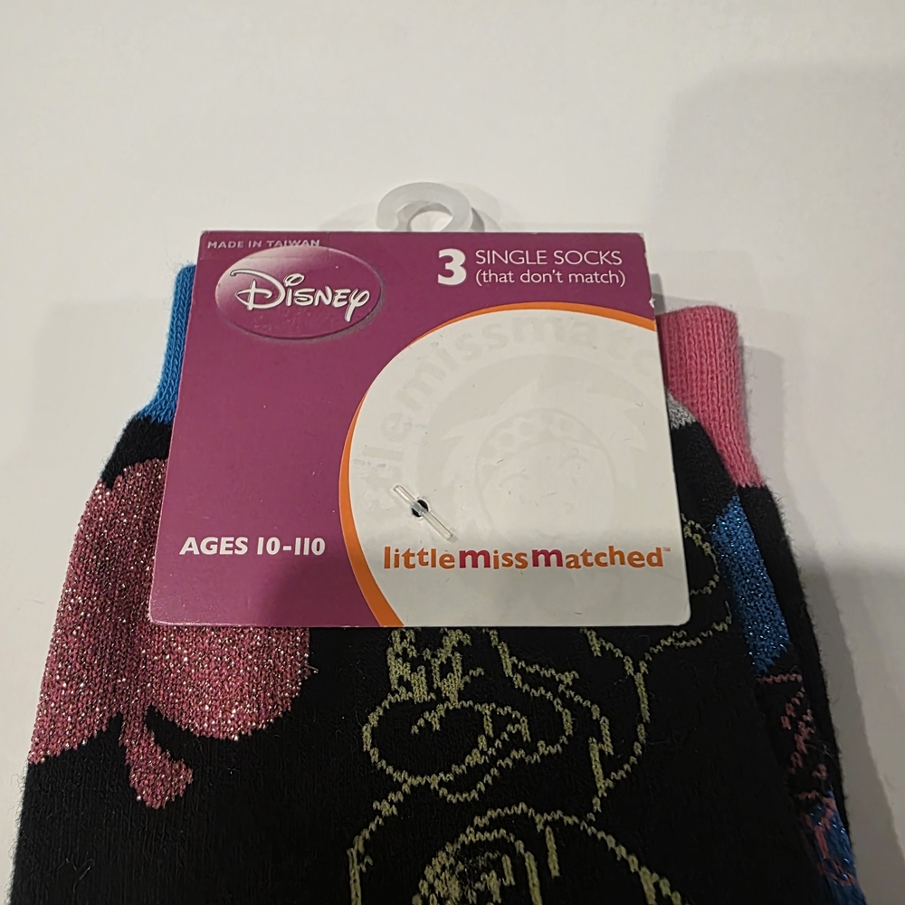 Disney LittleMissMatched 3 Pair Ankle Socks Seven Dwarfs Glitter Socks Girls - Picture 5 of 9